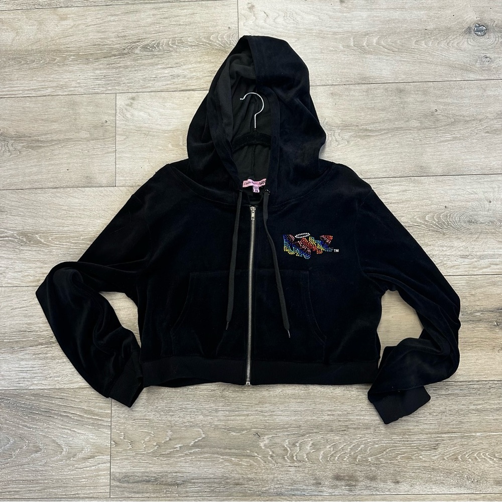 Dolls Kill X Bratz black velour Hooded Zip-Up